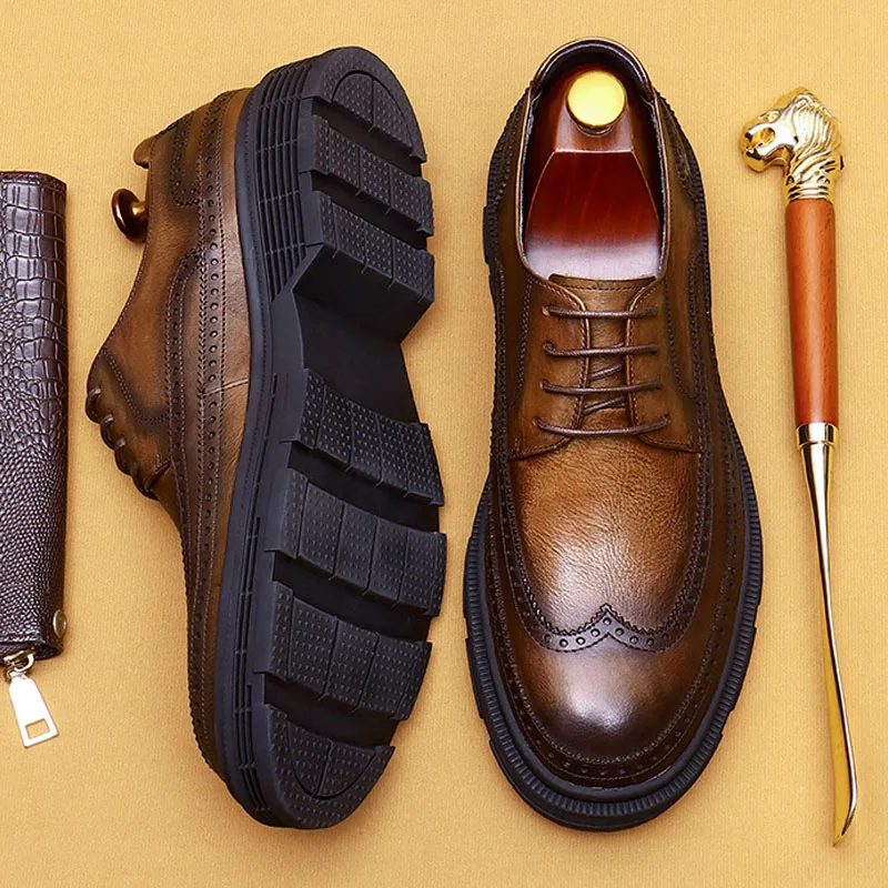 Italian Style Men's Dress Shoes Genuine Leather Handmade Classic Round Head Oxford Lace-Up Office Business Formal Shoes For Men
Italian Style Men's Dress Shoes Genuine Leather Handmade Classic Round Head Oxford Lace-Up Office Business Formal Shoes For Men