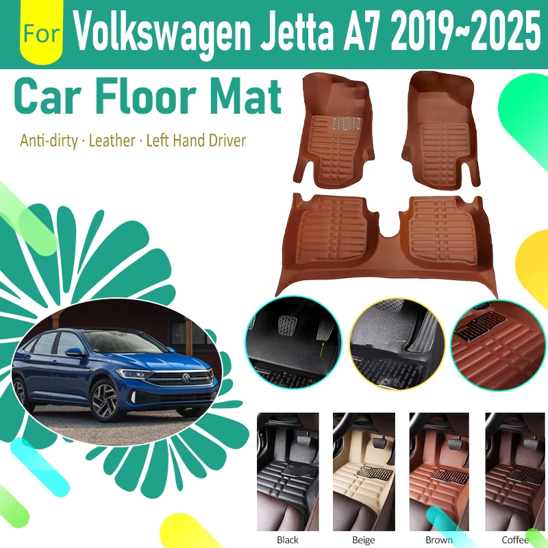 

Автомобильный напольный коврик для VW Volkswagen Jetta Vento A7 2019 2020 2021 2022 2023 2024 2025 кожаная Накладка для ног LHD ковры аксессуары