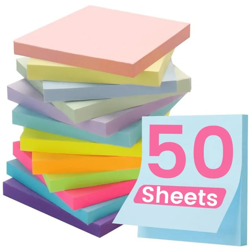 

50Sheets Transparent Sticky Notes Waterproof Colorful Clear Memo Pad Posted It Self Adhesive Memo Message Reminder Office School