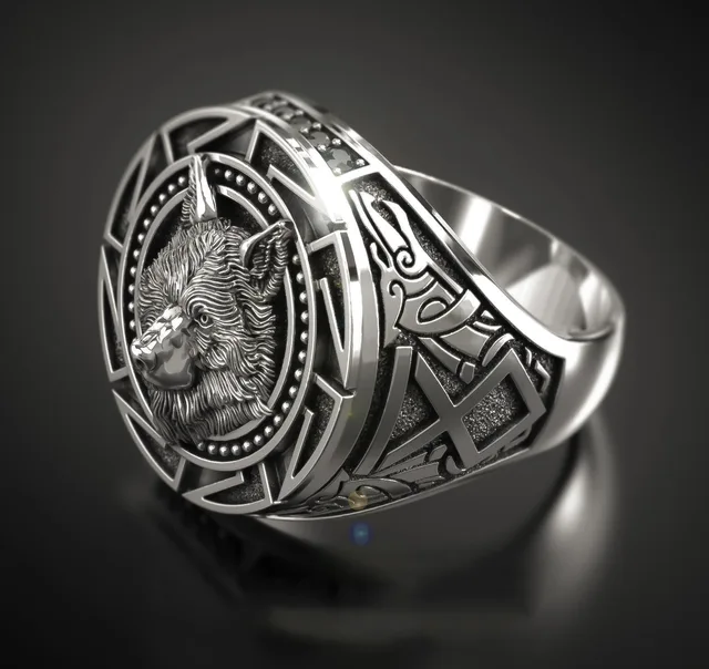 Bague en argent regardé 925 pour homme, totem de loup rétro, bague en argent thaïlandais, tête de loup Kokor 2