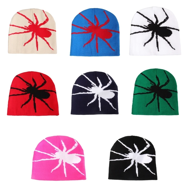 

Fashion Knit Spiders Pattern Hat Halloween Windproof Crochet for Teens