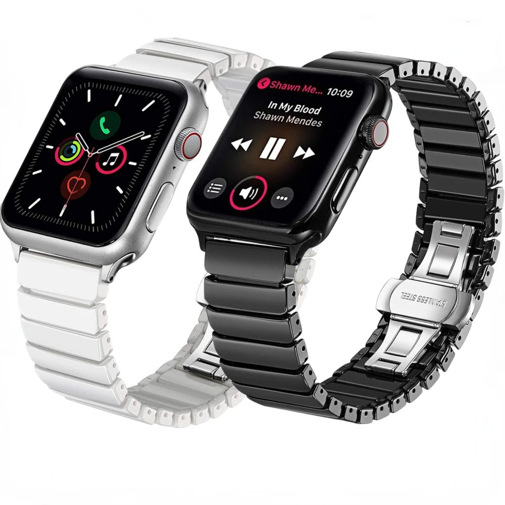 

Ceramic Strap For Apple Watch Ultra Bands 49mm Series 9 8 7 45mm 41mm Watchband for iWatch 6 5 4 3 SE 2 44mm 40mm 42mm 38mm Belt