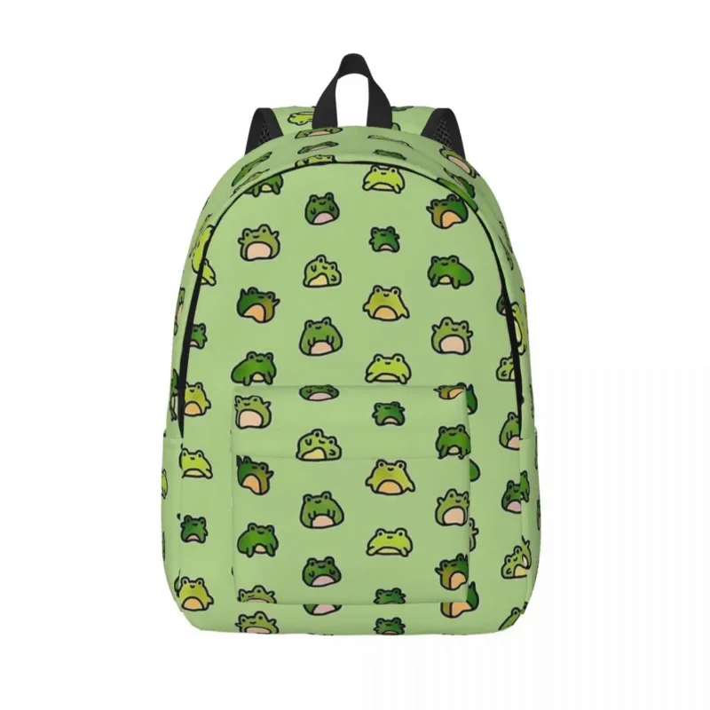 

Frogs Doodle Backpack Middle High College School Student Cute Drawing Bookbag Teens Canvas Daypack Hiking