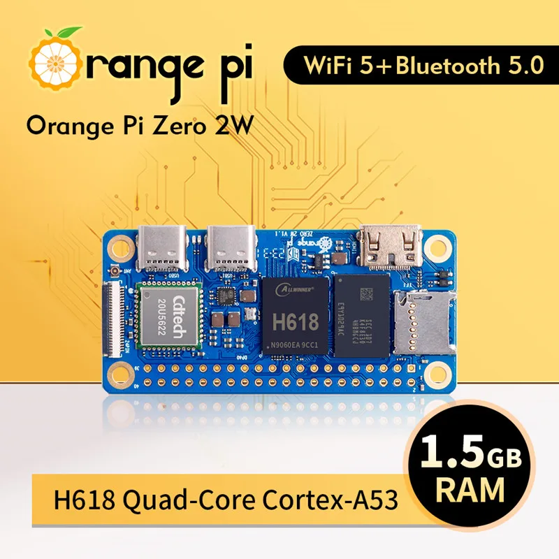 Orange Pi Zero 2 W 1.5GB RAM DDR4 Mini PC Allwinner H618 Orange Pi Zero 2W WiFi Bluetooth BLE SBC Single Board Computer Zero2W
Orange Pi Zero 2 W 1.5GB RAM DDR4 Mini PC Allwinner H618 Orange Pi Zero 2W WiFi Bluetooth BLE SBC Single Board Computer Zero2W