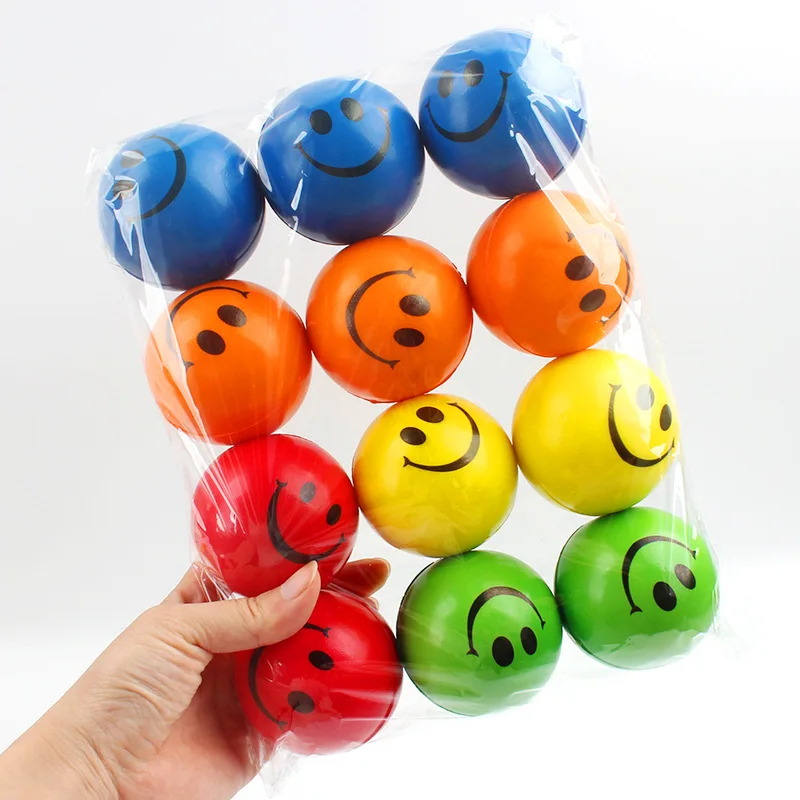 

12pcs 6.3CM Soft Balls Funny Sponge Stress Ball Squeeze Smile Face Grimace PU Foam for Kids Toys for Adults