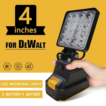 Dewalt 18V 배터리용 LED 조명, 4 인치 휴대용 스포트라이트, 무선 야외 작업 낚시, 휴대용 비상 도구 작업 조명