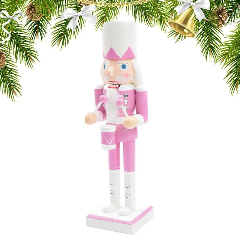 

Pink Nutcracker Ornaments 25cm/9.8inch Christmas Traditional King Soldier Decorations Wooden Collectible Nutcracker Figures