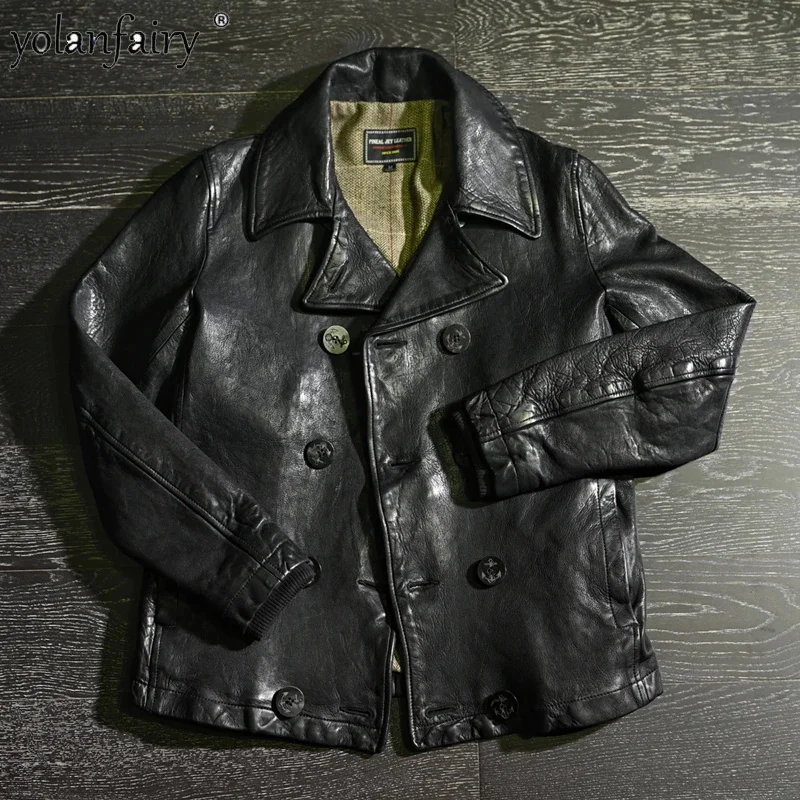 100% Genuine Leather Jacket Men Vintage Cowhide Water-dyed Sheepskin Coat Male Lapel Slim Double-breasted Top Large Size
100% Genuine Leather Jacket Men Vintage Cowhide Water-dyed Sheepskin Coat Male Lapel Slim Double-breasted Top Large Size