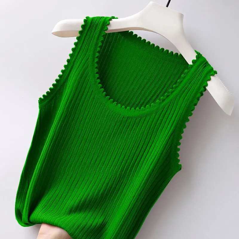2024 New Summer Women Solid Color Suspenders Top Female Ice Silk Thin Sweater Vest Ladies O-neck Knitted Sleeveless Tops H79
2024 New Summer Women Solid Color Suspenders Top Female Ice Silk Thin Sweater Vest Ladies O-neck Knitted Sleeveless Tops H79