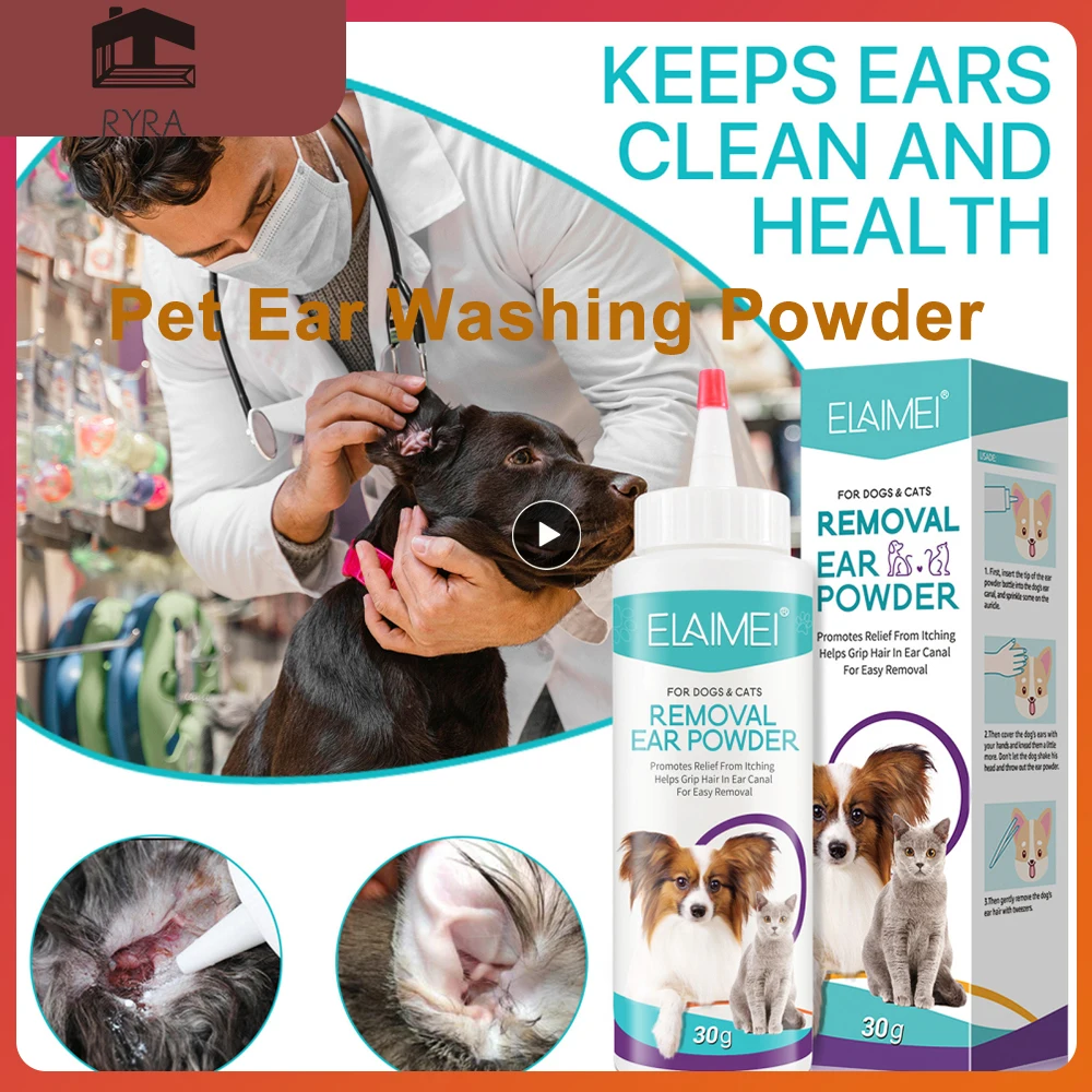 

Pet Ear Cleaner Dogs Cats Ear InfectionTreatment Painless Dog Ears Powder For Hair Removal Treats Infected Ears Inflammation