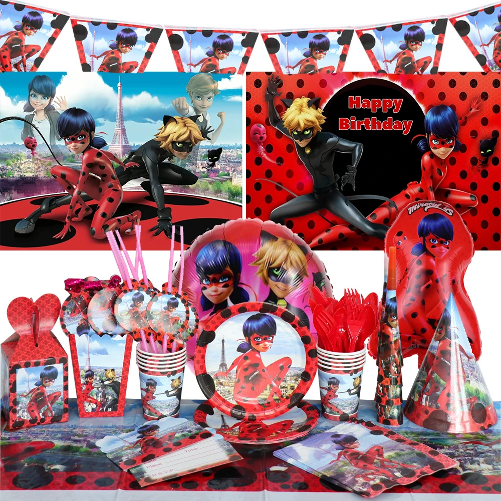 Ladybug Girls Theme Birthday Party Decoration Disposable Tableware Plate Baby Shower Balloons Girls Kids DIY Background Supplies
Ladybug Girls Theme Birthday Party Decoration Disposable Tableware Plate Baby Shower Balloons Girls Kids DIY Background Supplies