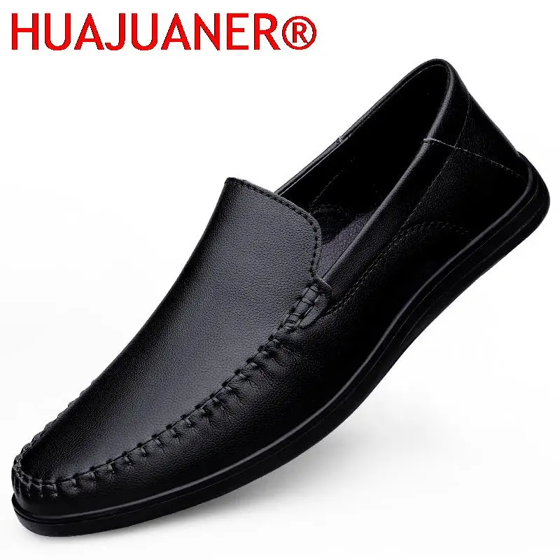 

Italian Mens Shoes Genuine Leather Casual Luxury Brand Summer Men Loafers Moccasins Comfy Driving Breathable Slip On Boat Shoes