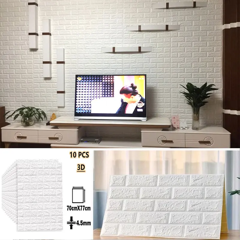 10pcs 3D Self Adhesive Foam Wallpaper Home Decor Living Room Bedroom House Decoration Bathroom Waterproof Wall Stickers 70X77cm
10pcs 3D Self Adhesive Foam Wallpaper Home Decor Living Room Bedroom House Decoration Bathroom Waterproof Wall Stickers 70X77cm