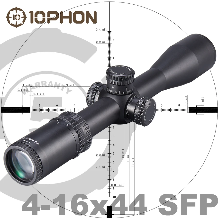 Тактические оптические прицелы 10Phon 4-16x44 SFP, монотрубчатый оптический коллиматор снайпера, Охотничья оптика, прицел подходит для 5,56 7,62. 308win
Тактические оптические прицелы 10Phon 4-16x44 SFP, монотрубчатый оптический коллиматор снайпера, Охотничья оптика, прицел подходит для 5,56 7,62. 308win