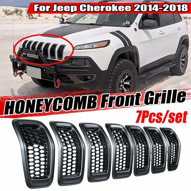 Pack Of 7 Matte Gray Mesh Honeycomb Front Grill Inserts Black Grille Rings Trim For Jeep Cherokee 2014-2018
Pack Of 7 Matte Gray Mesh Honeycomb Front Grill Inserts Black Grille Rings Trim For Jeep Cherokee 2014-2018