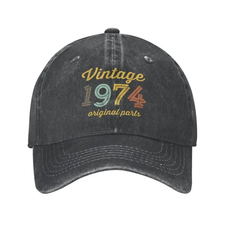 

Classic Cotton Vintage 1974 Original Parts Birthday Gifts Baseball Cap Women Men Breathable Dad Hat Sports