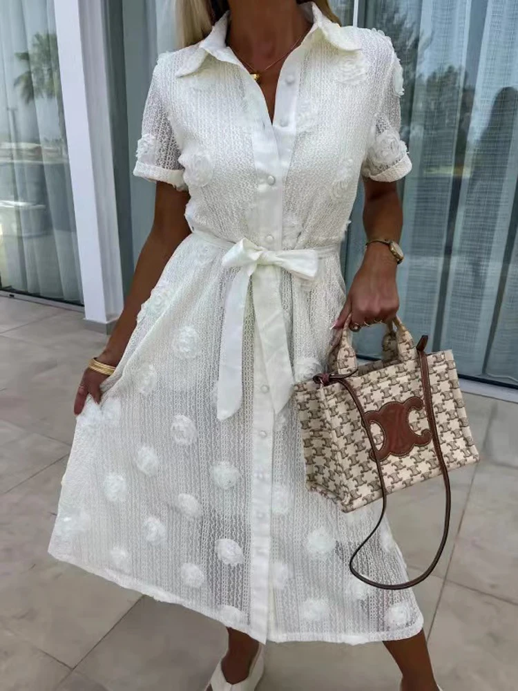 Элегантное Длинное Платье с лацканами на шнуровке, летнее повседневное однотонное платье-рубашка с коротким рукавом, женское модное платье-рубашка с дырками и пуговицами на талии
Элегантное Длинное Платье с лацканами на шнуровке, летнее повседневное однотонное платье-рубашка с коротким рукавом, женское модное платье-рубашка с дырками и пуговицами на талии