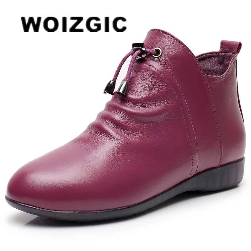 WOIZGIC Women Female Mother Ankle Genuine Leather Boots Shoes Plush Fur Warm Autumn Pointed Toe Plus Size 42 43
WOIZGIC Women Female Mother Ankle Genuine Leather Boots Shoes Plush Fur Warm Autumn Pointed Toe Plus Size 42 43