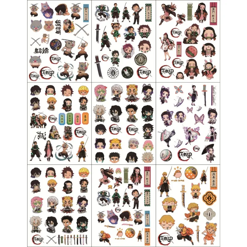 

Demon Slayer Cartoon Tattoo Sticker Anime Action Figures Kamado Tanjirou Nezuko Hashibira Inosuke Kid Q Figurals Decoration Gift
