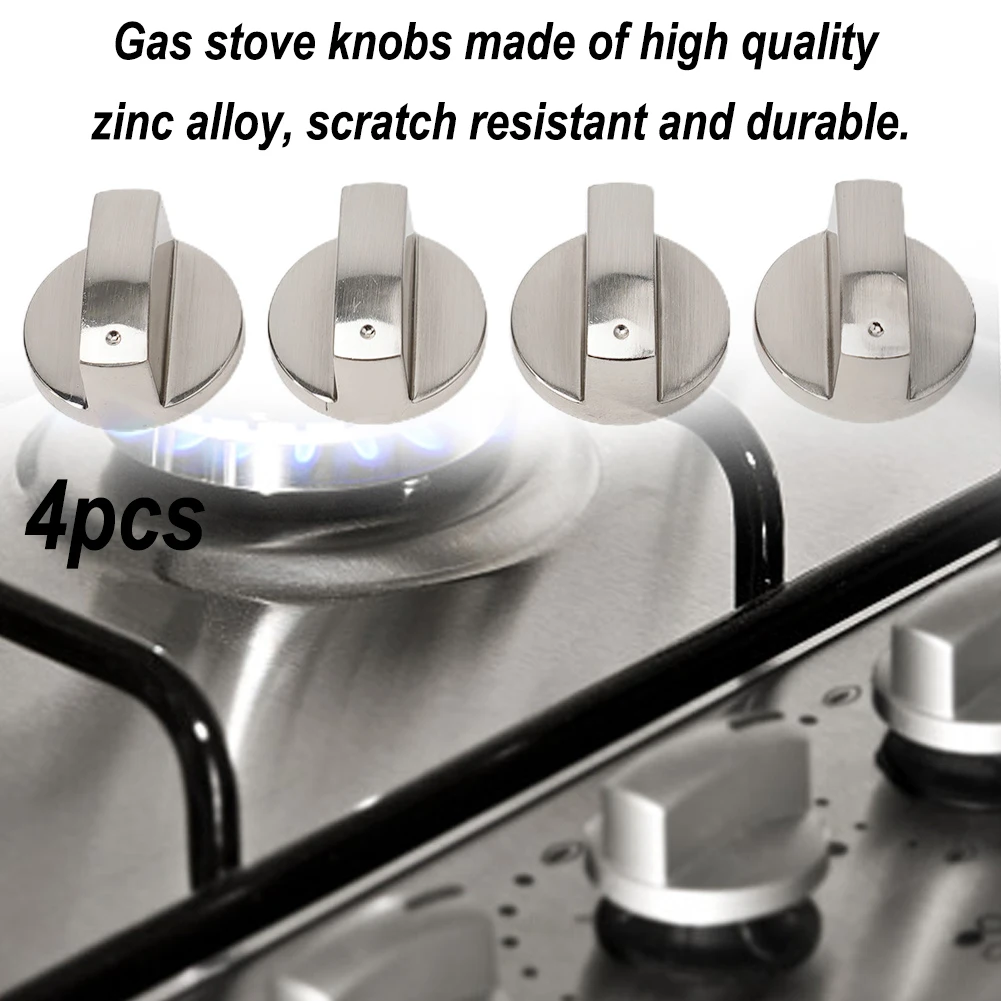 

4pcs 6mm Stove Control Knobs Gas Hob Knob Metal Range Burner Switch Button Zinc Alloy Knobs Replacement For Cooktop Stove Oven