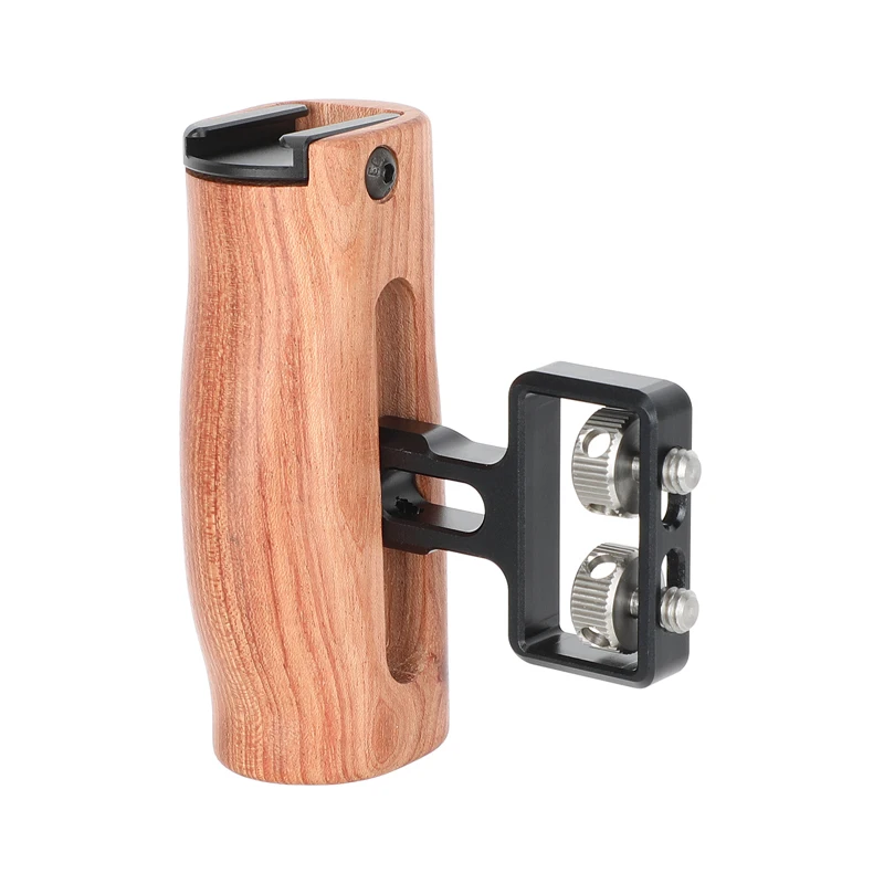 

CAMVATE Wooden Camera Cage Side Handle Grip with 1/4"-20 Thumbscrew Connector and Shoe Mount For Photography Video Accessories