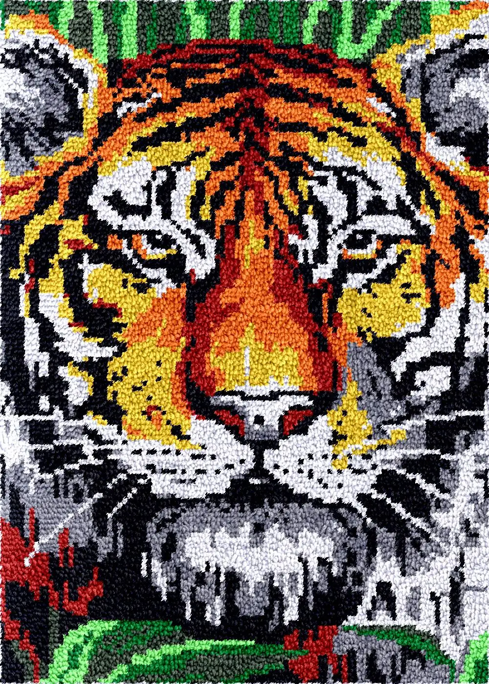 

Tiger carpet embroidery set latch hook kits rug crafts accessories and materials plastic canvas Knot tapestry Diy package smyrna