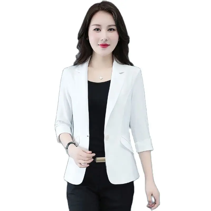 

2023 New Spring Summer Women Suit Coat Fashion Korean Three Quarter Sleeve Blazer Women Jackets Casual Slim Ladies Short Blazers