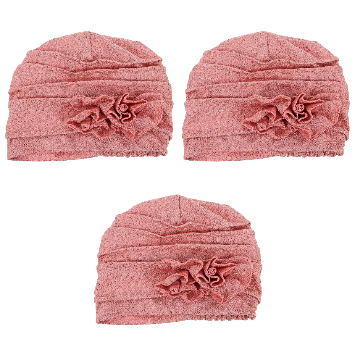 

3 Pieces Tiara Women's Pile Cap Chemo Head Wear Headwear Elasticity for Pink Woman Sleep Hat
