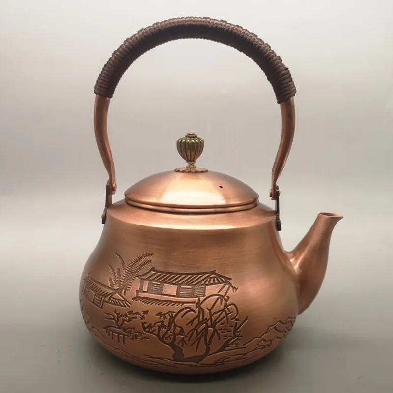 

Antique Old Pure Copper Red Copper Teapot Wine Pot Home Living Room Decorations Antique Bronze Ware Copper Pot Tea Ceremony Orna