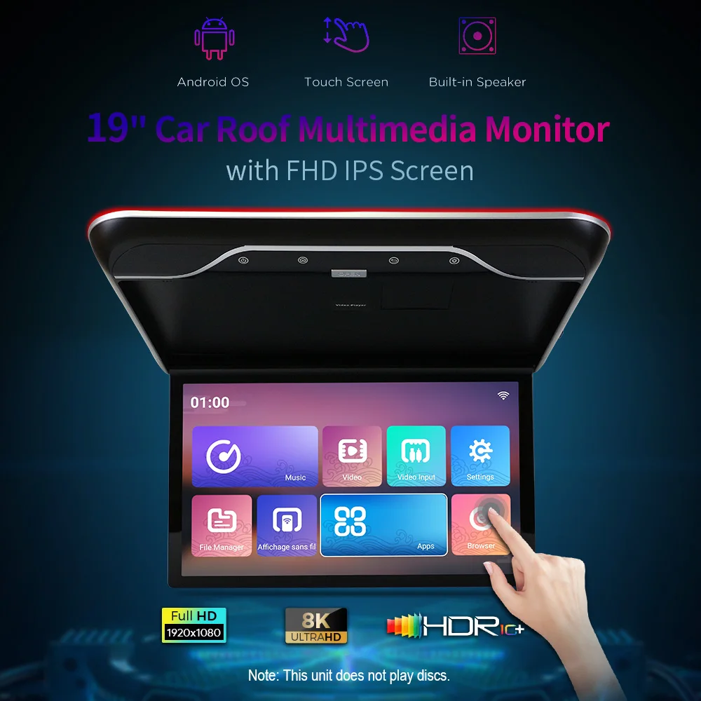 Android 10 Car Overhead Player 19 Inch Wide IPS Touch Screen With Built-in Stereo Speakers Flip Down Overhead Car Monitor 1080P
Android 10 Car Overhead Player 19 Inch Wide IPS Touch Screen With Built-in Stereo Speakers Flip Down Overhead Car Monitor 1080P