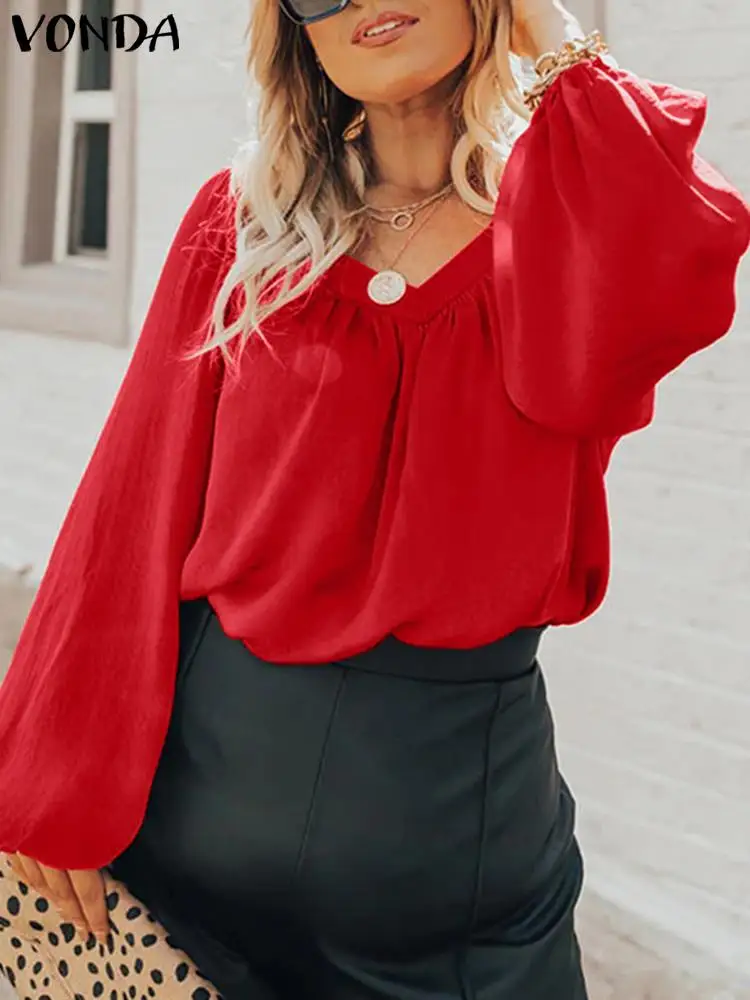 Women Blouse 2023 VONDA Elegant Long Sleeve Autumn Solid Color Shirts Fashion V Neck Party Tops Femininas Loose Blusas Oversized
Women Blouse 2023 VONDA Elegant Long Sleeve Autumn Solid Color Shirts Fashion V Neck Party Tops Femininas Loose Blusas Oversized