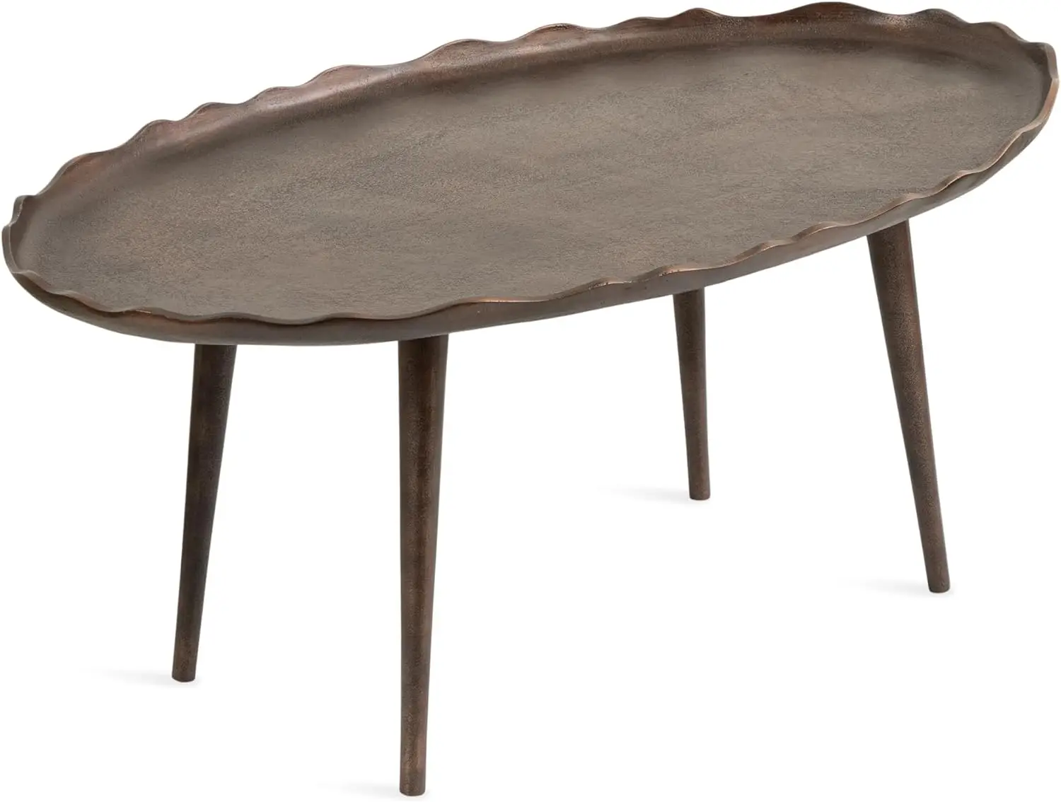 

Oval Coffee Table with Unique Deckled Edge for Living Room Home Decor Center Table, 34x20x15, Bronze