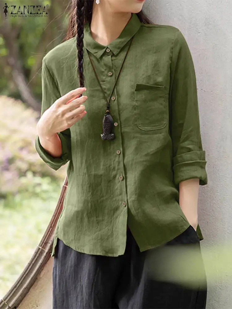 2023 ZANZEA Women Vintage Shirt Casual Autumn Lapel Neck Long Sleeve Blouse Solid Cotton Tops Female Work Blusas Chemise Tunic
2023 ZANZEA Women Vintage Shirt Casual Autumn Lapel Neck Long Sleeve Blouse Solid Cotton Tops Female Work Blusas Chemise Tunic