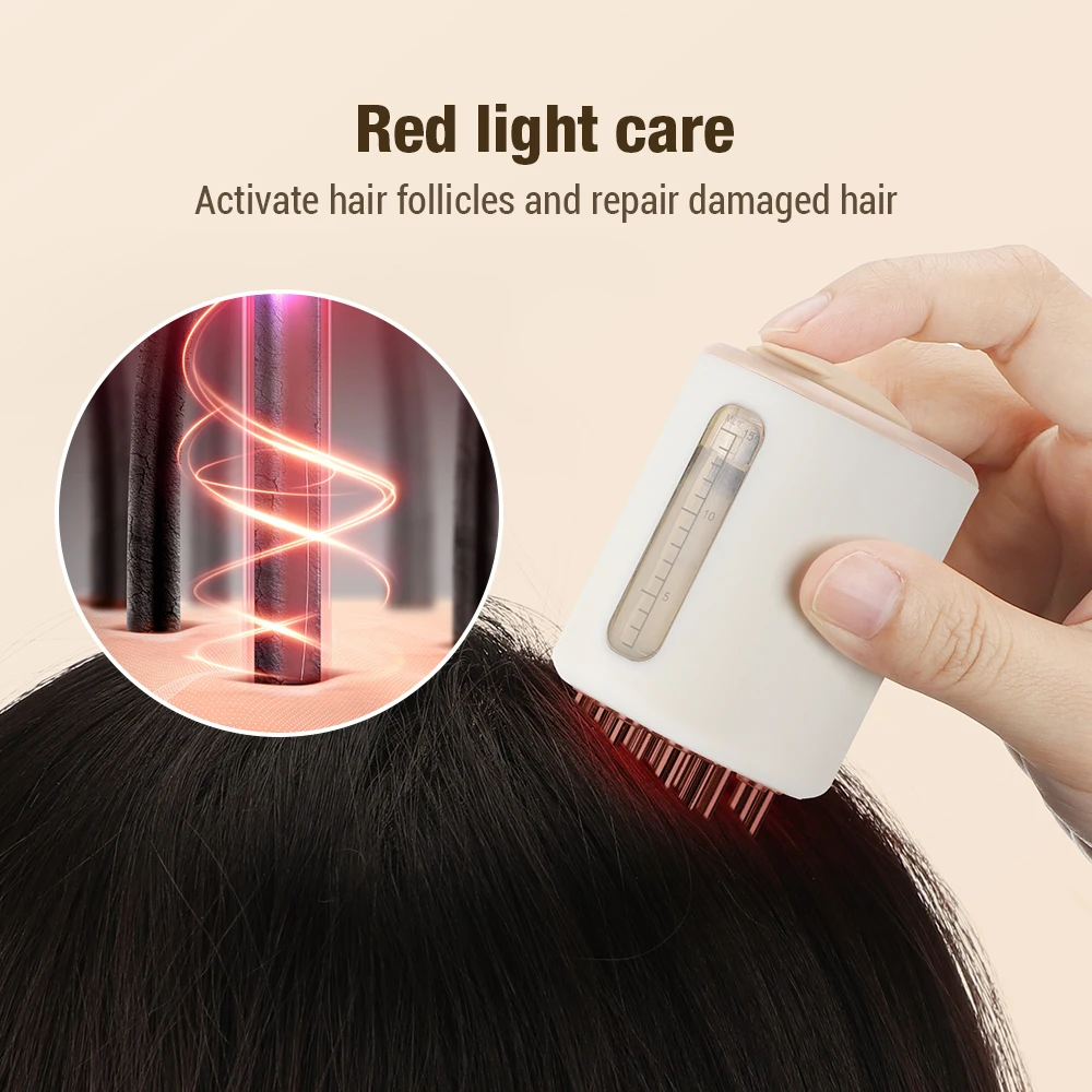 

Electric Micro-current Scalp Massage Comb Hair Growth Liquid Oil Applicator Red LED Light Therapy Head Nourishing Massager