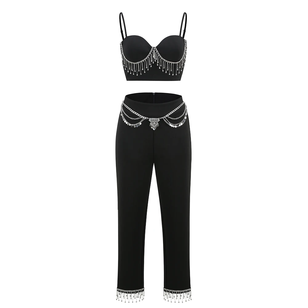 2022 New Bodycon Two Pieces Sets Sexy Tassel Tops Pants Women Set Summer Beading Clothes
2022 New Bodycon Two Pieces Sets Sexy Tassel Tops Pants Women Set Summer Beading Clothes