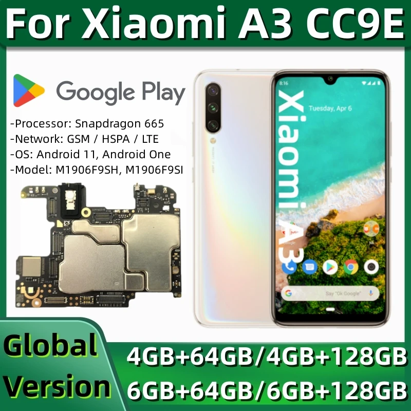 Motherboard for Xiaomi Mi A3 CC9E, Original Unlocked PCB Module, 64GB, 128GB, Logic Board, with Global MIUI System
Motherboard for Xiaomi Mi A3 CC9E, Original Unlocked PCB Module, 64GB, 128GB, Logic Board, with Global MIUI System