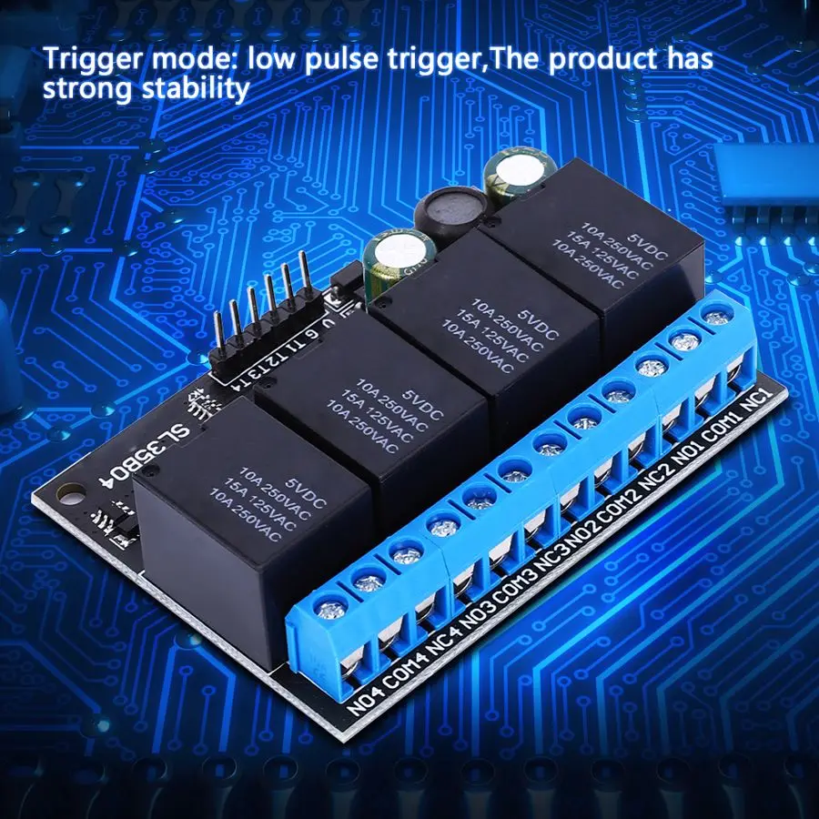 SL35B04 DC6V/9V/12V/24V 4-канальный Релейный модуль бистабильный самоблокирующийся