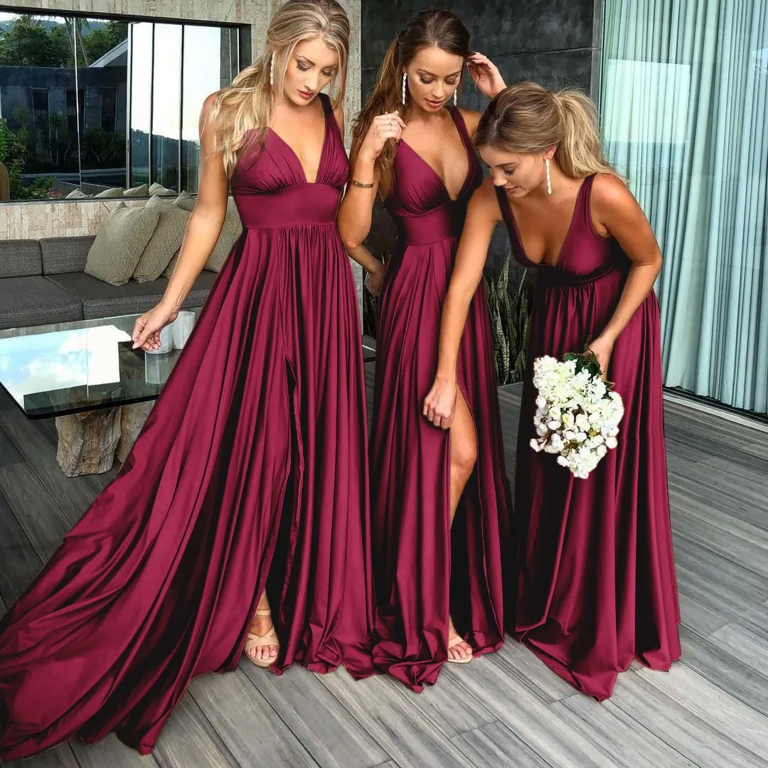 

Multi Colors Bridesmaid Drsss Elastic Bodycon Women Maxi Dresses Sexy High Slit Party Dress for Evening Prom Dress Long