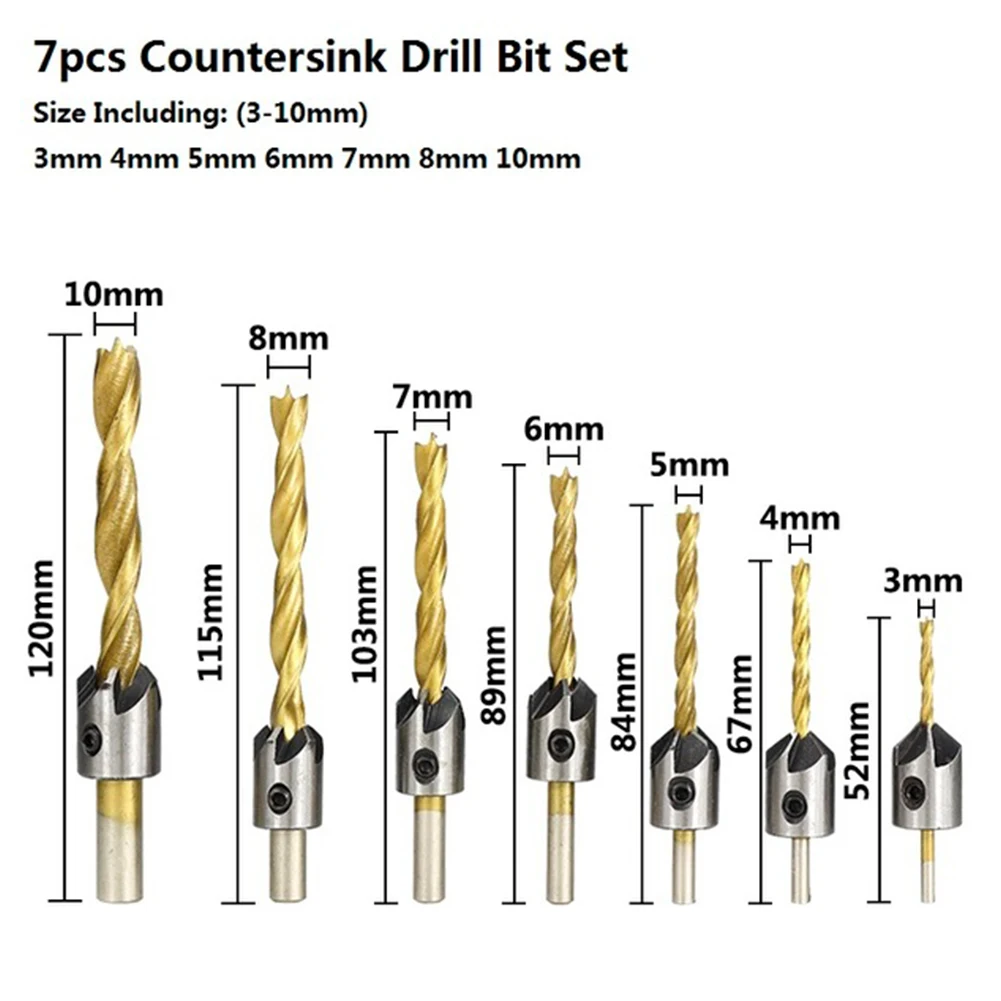 Special Designed Countersink Drill High Speed Steel Titanium Coating Adjustable Drilling Length 7 Piece Set with Key Wrench
Special Designed Countersink Drill High Speed Steel Titanium Coating Adjustable Drilling Length 7 Piece Set with Key Wrench