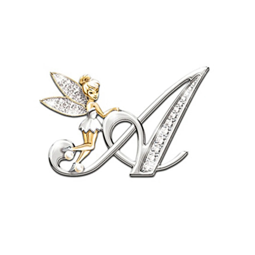 Luxury Brooch Elf Angel Alphabet A-Z Letter Lapel Pin Women Rhinestone Metal Glossy Lapel Collar Pin Scarf Clothes Decor Jewelry Luxury Brooch Elf Angel Alphabet A-Z Letter Lapel Pin Women Rhinestone Metal Glossy Lapel Collar Pin Scarf Clothes Decor Jewelry