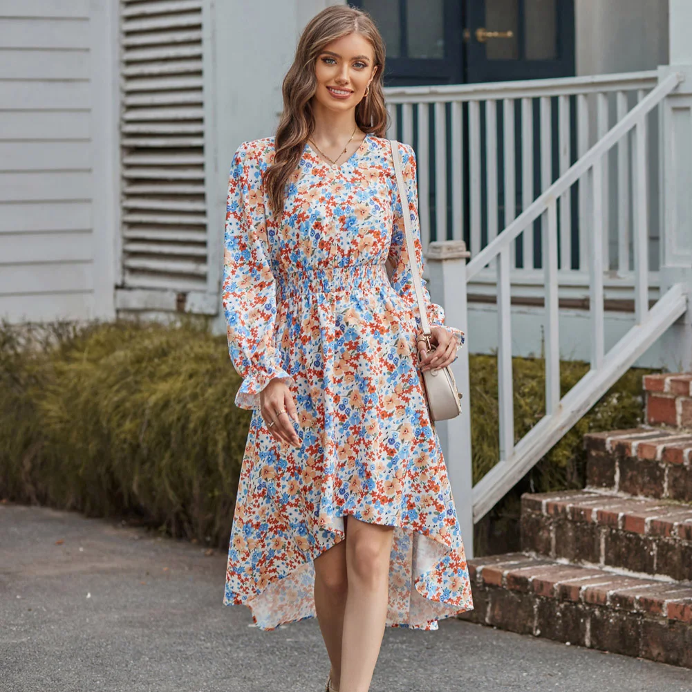 GK Dress For Women Floral Printed Irregular High Low Dress Long Sleeve V-Neck Elastic Waist V-Back Flared A-Line Dress
GK Dress For Women Floral Printed Irregular High Low Dress Long Sleeve V-Neck Elastic Waist V-Back Flared A-Line Dress