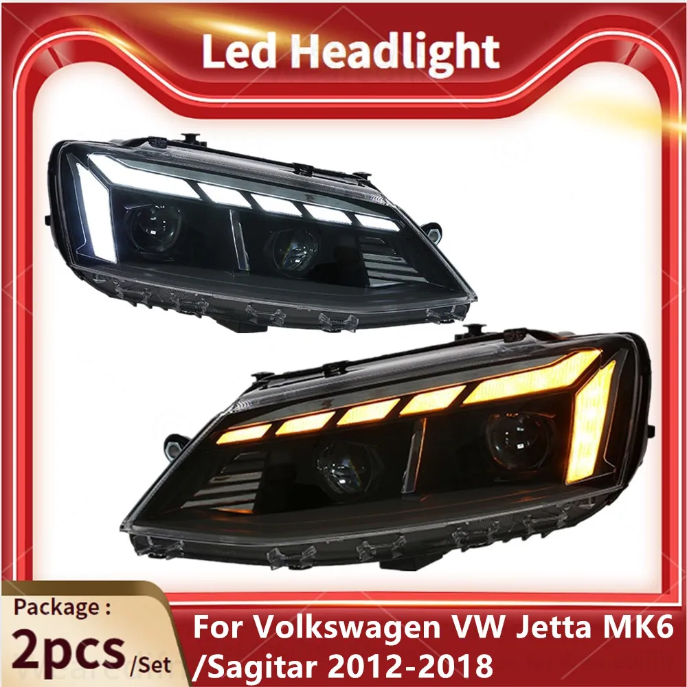 

Car Front Lights For VW Volkswagen Jetta Sagitar MK6 LED Headlights 2012-2018 Accessories Modified R55 Styling Headlamp Assembly