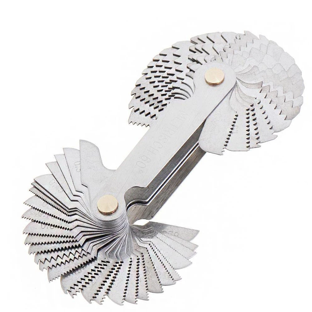 Durable Stainless Steel Thread Pitch Gauge with 58 Blades Metric & Imperial Locking Device Metal Lathe Tool Angle Check
Durable Stainless Steel Thread Pitch Gauge with 58 Blades Metric & Imperial Locking Device Metal Lathe Tool Angle Check