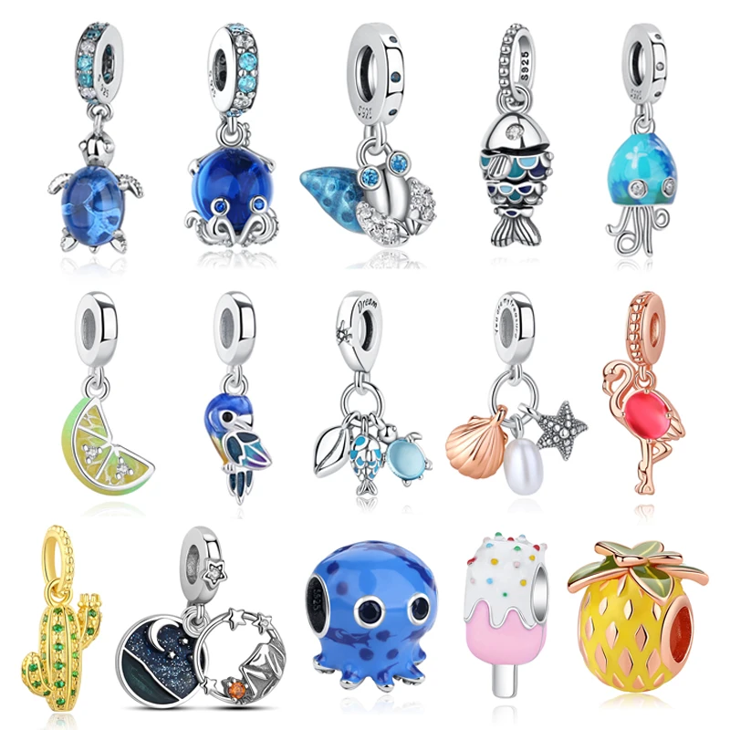 

The Original 925 Sterling Silver Charm Beads Are Suitable For Pandora Bracelet Necklace Turtle Octopus Ice Cream Female Diy Jewe