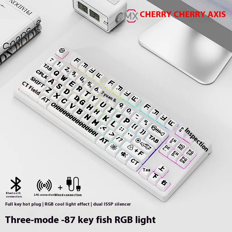 

Forerunner Cherry Cherry Switch Three-mode Mechanical Keyboard Large Character Keycap E-sports Game Tea Red Green Black Switch