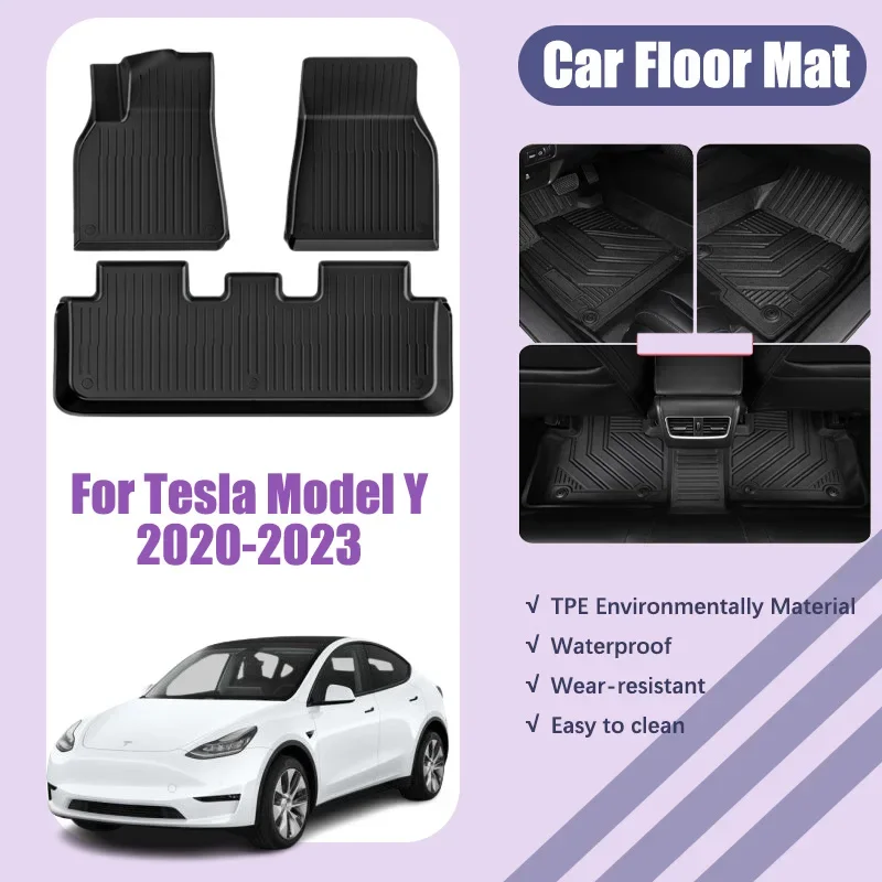 

LHD Car Floor Mats For Tesla Model Y 2020-2023 TPE Anti-slip Dirt-resistant Foot Waterproof Pad Custom Liner Mat Car Accessories