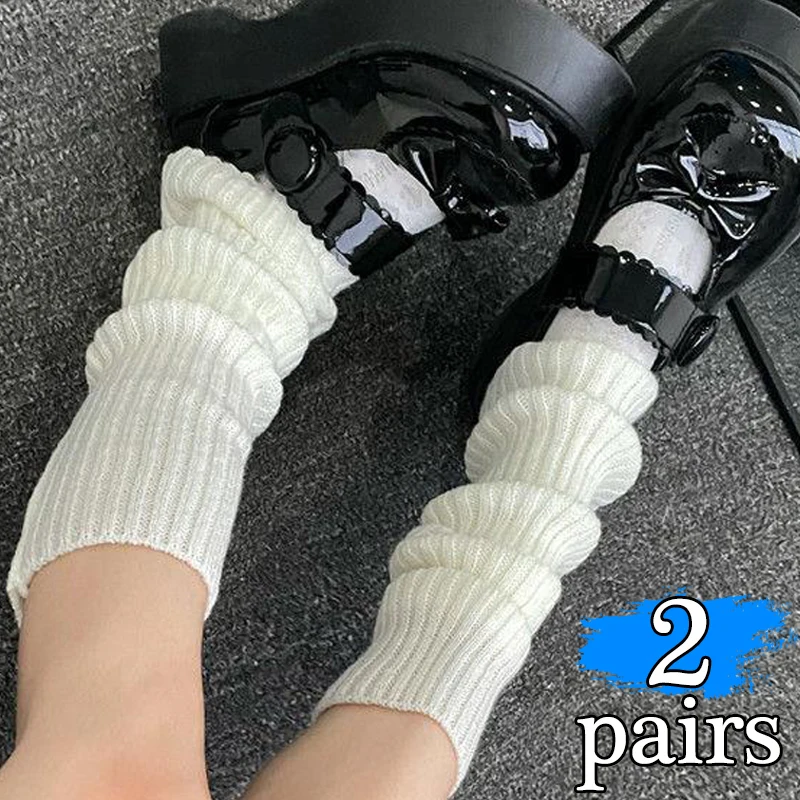 

Женские утепленные ножки Y2K в стиле "Лолита", осенне-зимние белые вязаные крючком чулочно-носочные изделия в стиле панк и готика, трикотажные манжеты для ног, длинные носки в стиле "Лолита"