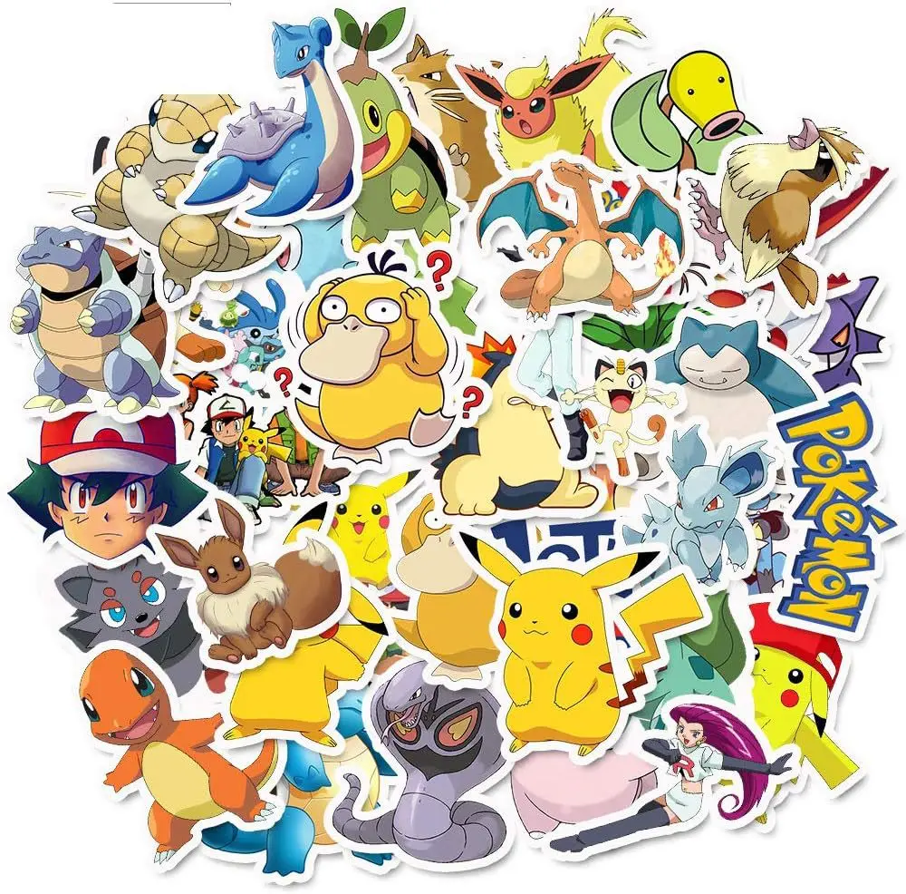 

10/30/50Pcs Anime Pokemon Pikachu Stickers Cartoon Decals DIY Diary Scrapbooking Car Bike Suitcase Graffiti Sticker Kids Toys
