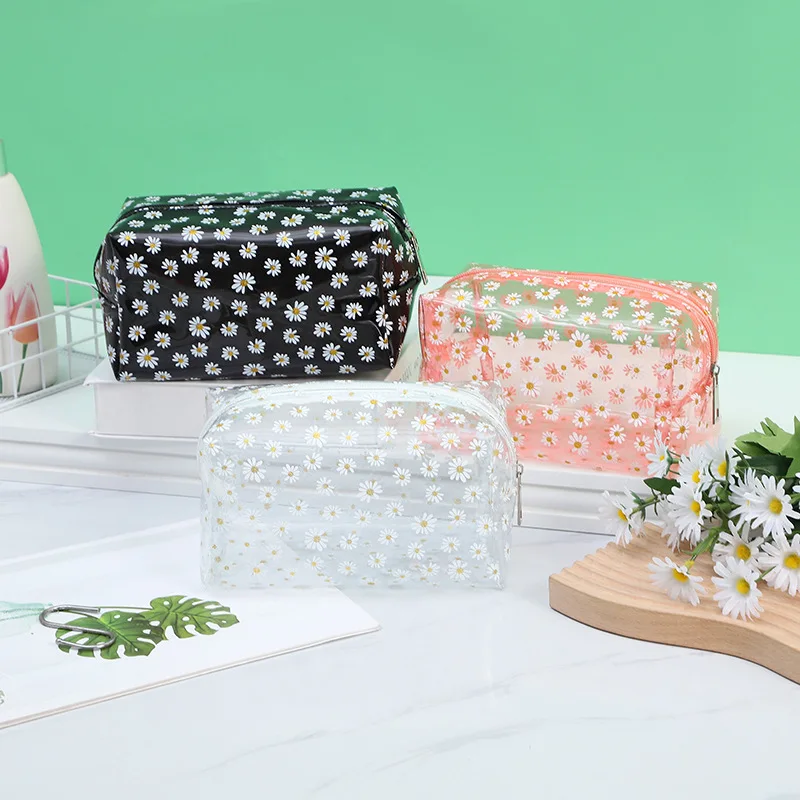 

Cute Flower Makeup Bags Floral Cosmetic Bag Daisy Zippered Pouches Portable Toiletry Bags for Women Travel Vacation Bathroom Org