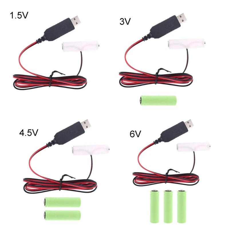 

Universal Type-C/USB to 1.5-6V AA Dummy Battery Power Cable with C-typed Adapter for Radio LED Light Toy Remote Control